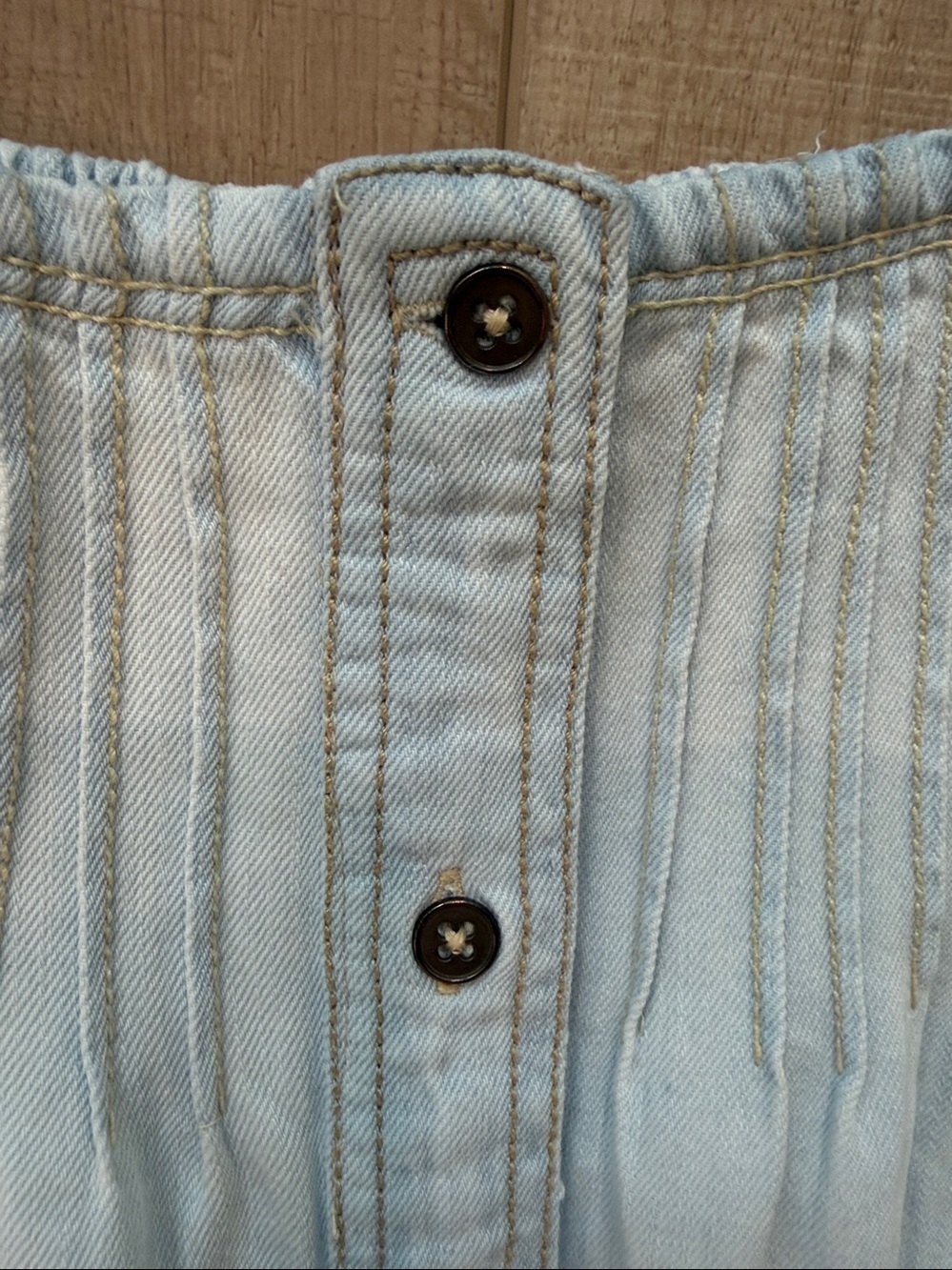 Anthropologie Pilcro Pintuck Basque Waist Button Front Maxi Skirt-Med-Chambray - Picture 4 of 9